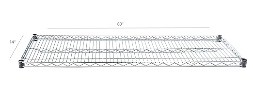 NSF Approved Heavy Duty Chrome Wire Shelf | 60" x 14" | Adjustable Metal Storage Shelf for Kitchens, Utility Rooms, Storage, Offices & Home