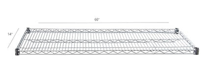 NSF Approved Heavy Duty Chrome Wire Shelf | 60" x 14" | Adjustable Metal Storage Shelf for Kitchens, Utility Rooms, Storage, Offices & Home