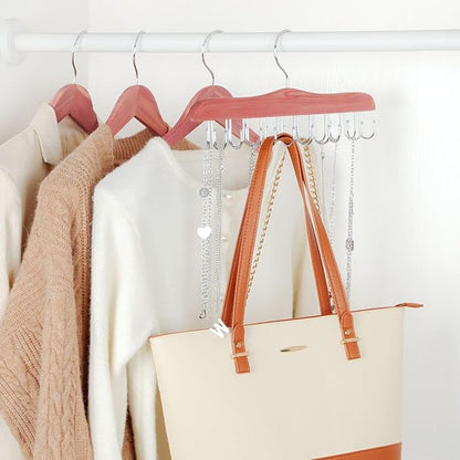 TOPIA HANGER Belt Hanger for Closet, Cedar Wooden Hangers with 20 Rotatable Hooks, Closet Organizers and Storage for Bra, Tank Top, Tie, Purse, Hat, Necklace- CT48U