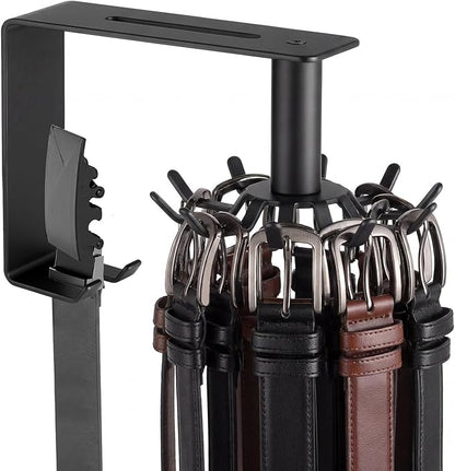 Xuhal 360° Rotatable Belt Hanger Wall Mount Belt Rack for Closet Heavy Duty Carbon Steel Tie Storage Organizer Space Saving Hanging Hook Holder for Bra, Tank Top, Tie, Scarf and Accessories