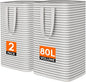 Lifewit 2 Pack Laundry Basket 80L Each, Collapsible Clothes Hamper with Reinforced Handles, Freestanding Waterproof Design for Bedroom and Laundry Room, Grey 160L Total