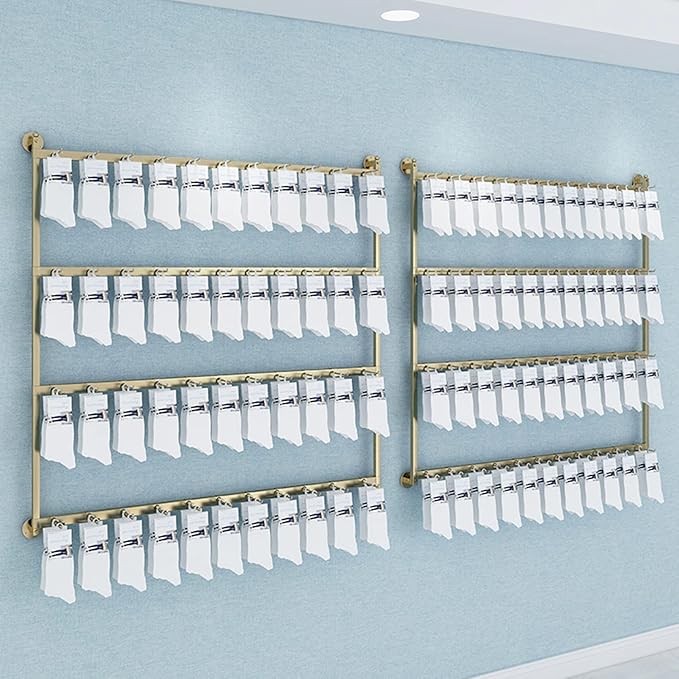 Wall-Mounted Socks Storage Organizer Display Stand, Boutique Space-Saving Hook Shelves Underwear Holder, Modern Retail Metal Frame Shelf, Multifunctional Hanging Necklace/Jewelry/Bracelet/Ring