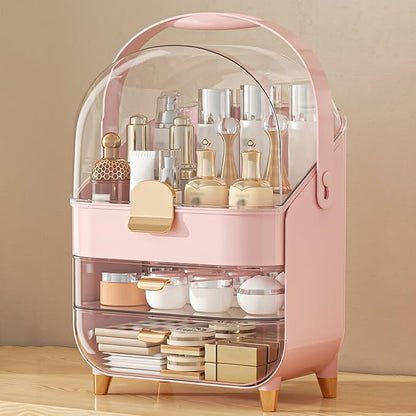 Makeup Organizer Countertop, Skincare Holder Bathroom Counter Organizer, Storage Box Cosmetic Display Cases, Teen Girl Gifts Make up Organizers for Vanity, Dresser (Pink)