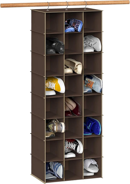 Simple Houseware 24 Section Shelves Hanging Shoes Organizer Holder for Closet, Brown