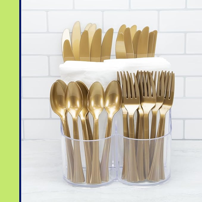Lillian Tablesettings Cutlery Caddy Organizer 5 Compartment - Silverware Organizer & Napkin Holder - Clear, 1 Pack