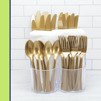 Lillian Tablesettings Cutlery Caddy Organizer 5 Compartment - Silverware Organizer & Napkin Holder - Clear, 1 Pack
