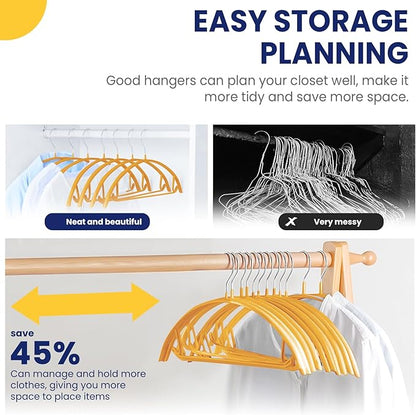 Jiang&Rong 30 Pack 16 Inch Rubber-Coated Non-Slip Metal Hangers - Heavy Duty No Bump Closet Hangers for Coats, Shirts, Suits, Sweaters (30-Pack, Orange)
