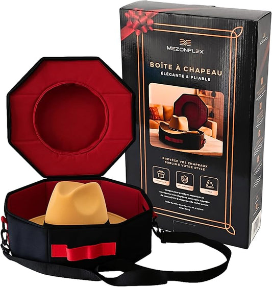 | Premium Foldable & Lightweight Hat Box – Western & Fedora Storage – Water-Resistant Oxford Travel Case – Reinforced Lid – Ideal Gift for Holidays, Birthday & Christmas