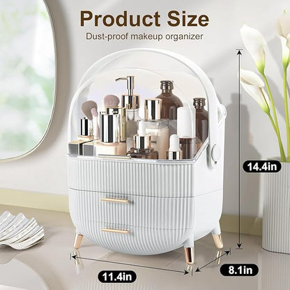 YGJT Makeup Organizer, Skincare Organizer for Vanity with Drawers, Makeup Storage Box, Large Capacity Cosmetic Display Cases Makeup Storage Box for Bedroom, Bathroom, Ideal Gifts for Women(White)