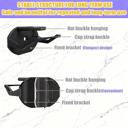 FAYYGYH 24 Pack Adhesive Hat Hooks for Wall, Strong Hat Rack for Baseball Caps, Minimalist Hat Rack Display for Home Decor, No Drilling, Hat Hold Hanger for Wall, Door, Closet (Black)
