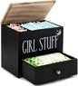 Wood Tampon Holder for Bathroom - Feminine Product Organizer with 3-Tier Compartments, Pad and Tampon Organizer with Drawer, Flip-Top Lid for Easy Access, 9.4 x 5.6 x 8.9 in