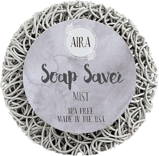 Aira Soap Saver - Soap Dish & Soap Holder Accessory - BPA Free Shower & Bath Soap Holder - Drains Water, Circulates Air, Extends Soap Life - Fits All Soap Dish Sets (Round Mist, 1 Pack)