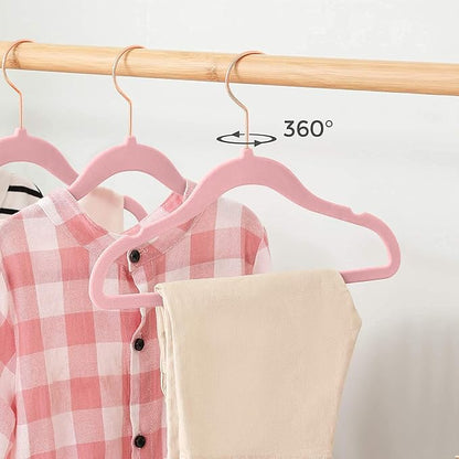 50 Pack Velvet Baby Hangers Non-Slip Clothes Hangers with Swivel Hooks, Space Saving Infant Toddler Closet Organizers, Ultra Thin Durable Child Hangers for Nursery, Kids, Children Wardrobe (11.8inch)