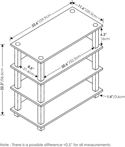 Furinno Turn-S-Tube 4-Tier Shoe Rack, Amber Pine/Black