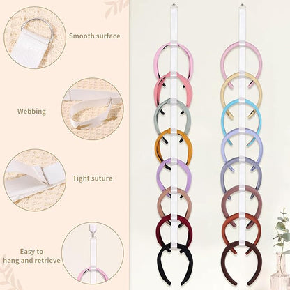 3 PCS Headband Holder Organizer for Girl,Hanging Hairband Storage for Women,Brown Hair Hoop Display Hair Accessories Organizer Bedroom College Dorm Decor (8-shape)