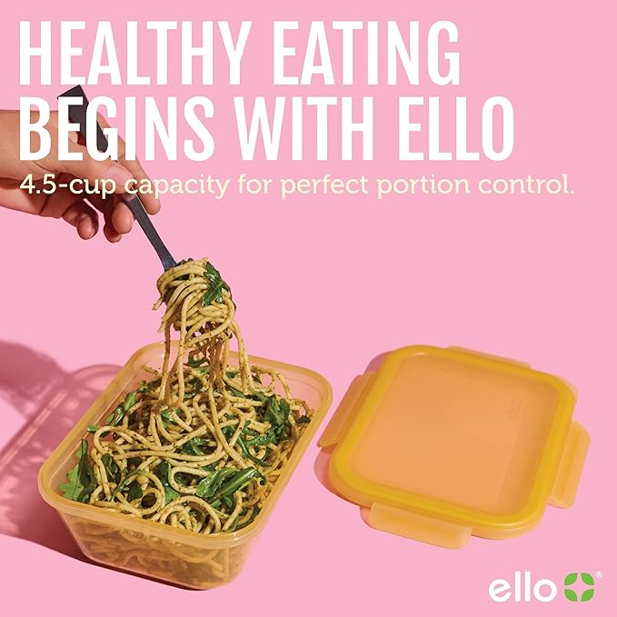 Ello Snap & Nest 10-Piece 4.5 Cup Plastic Meal Prep Set, Reusable Food Containers for Healthy Eating, Freezer, Dishwasher Safe, Seafoam