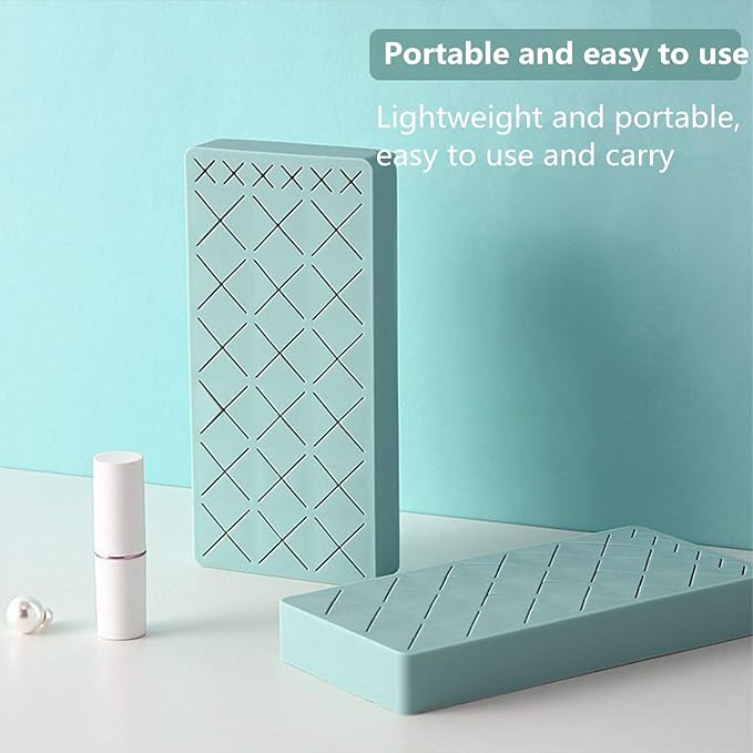 Silicone Lipstick Holder 18+6 Slots, Lipstick Organizer Stand Square Makeup Display Case for Brush Lip Eye Stick Nail Polish Brushes Eyebrow, Premium Cosmetic Organizer-Green