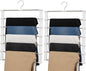 Magic Pants Hangers Space Saving, 2 Pack Pants Hangers Space Saving, 7 Tier Closet Organizers and Storage Clothes Hanger, Multiple Metal Hanger Clothes Organization for Pants Trousers Jeans Leggings
