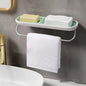 Soap Holder Dish Shower, Bar Soap Holder with Drainage, Self Draining Soap Holder, Wall Mounted Soap Box Tray Container for Bathroom, Bathtub Kitchen Sink (1PC Green-with Towel Rack)