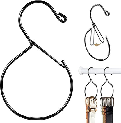 MEILIDY Belt Hanger, Compact Metal Belt Rack with Hooks Safety Buckle for Closet, Black, 2 Pcs