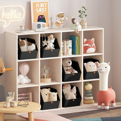 Homsorout Fabric Closet Storage Cubes - 6 Pack Square Storage Bins with Dual Handles for Clothes, Towels, Toys, Cube Storage Organizers for Bedroom, Nursery, Shelves, Closet, Small Spaces, Black