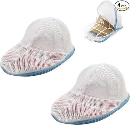 4 PCS Hat Washer, Hat Cleaner Cage for Baseball Caps - Compatible with Washing Machines or Dishwashers, Includes Protective Meshs - Cap Washer Frame, Fits most Fitted Caps & Dad Hats