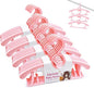 HGYZE Kids Hangers 11"-14" Adjustable Plastic Baby Girl Hangers 20 Pack, Toddler Bear Hanger for Children's Clothes Sweaters, Infant Hangar for Closet with Non-Slip Shoulder Grooves & Pants Bar, Pink