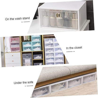 PRETYZOOM 1pc Plastic Shoes Storage Box Side Opening to Clean Organizer for Sneakers Stackable Design for Home Shoe Storage