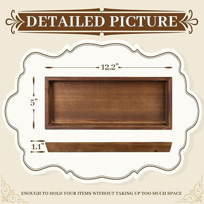 MAONAME Bathroom Vanity Tray, Rustic Long Narrow Tray, Rectangle Farmhouse Wood Trays, Countertop Organizer Trays for Candle, Perfume, 12.2" x 5"