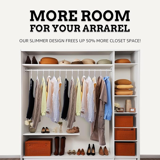 Our Modern Space 100 Pack Plastic Hanger for Shirt Pants Coats Dresses Skirts Suits Jackets - Standard Thick Coat Hanger - Sturdy & Durable Design with Shoulder Grooves Hook - Grey