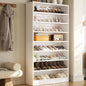 Homieasy Tall Shoe Cabinet, 9-Tier Wood Shoe Rack Organizer Cabinet for Closet, Freestanding Shoe Storage Cabinet with Adjustable Shelves for Entryway, Bedroom, White
