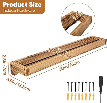 Nisorpa 30 Inch Rustic Burnt Wood Hanging Shoe Rack, Wall Mounted Shoe Rack Storage Organizer Space Saving Footwear Holder for Closet, Mudroom, Entryway, Holds 12 Pairs, Set of 4