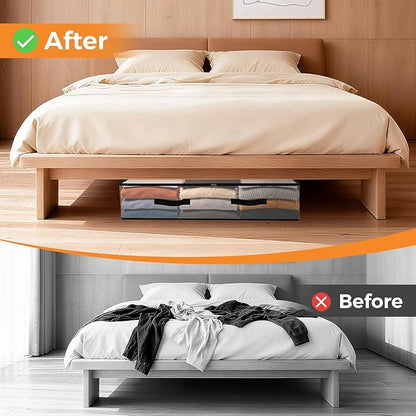 4 Pack Under Bed Storage Bags, 75L Foldable Clear Storage Containers with Handles, Dual Zippers for Comforter, Clothes, Bedding, Linen Sheets, Sweaters, Blanket Storage