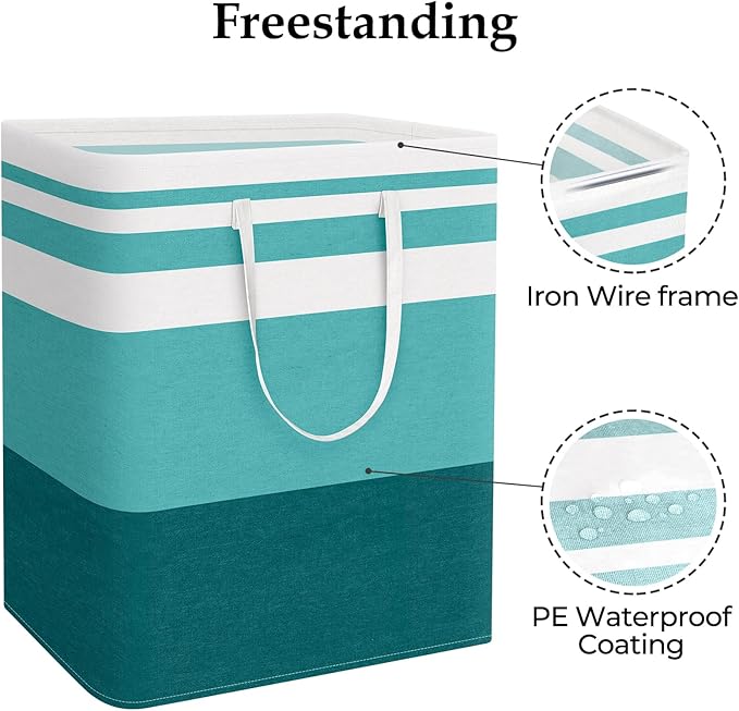 StorageRight Large Collapsible Laundry Basket Hamper with Easy Carry Handles，Freestanding Clothes Hampers for Laundry, Bedroom, Dorm, Towels, Toys, 125L, Green