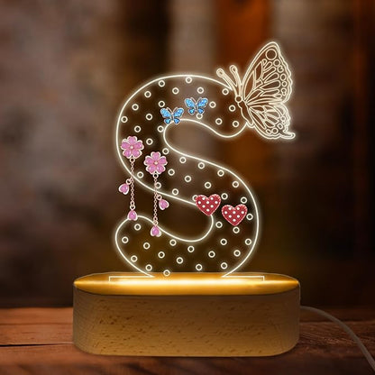 COSHAYSOO Earring Holder Organizer for Women New Mom First Time Mom to Be Gift Ideas Mothers Day Birthday Gifts Nursery Decor Breastfeeding Essentials, LED Night Light Initial Letter S