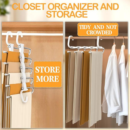 Pants Hangers Space Saving - 2 Pack - Closet Organizers and Storage, Hanger for Jeans Trousers Clothes
