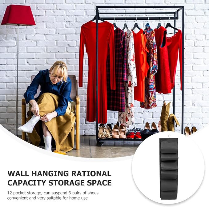 BESPORTBLE Hanging Shoe Organizer Large Capacity Multiple Grids Shoes Storage Bag Black Foldable Closet Hanging Pouch for Home and Travel