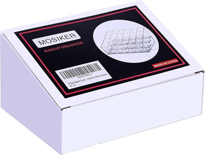 MOSIKER Lipstick Organizer,Small Clear Plastic Compact Lip Gloss Chapstick Perfume Sample Mascara Holder with 24 Slots