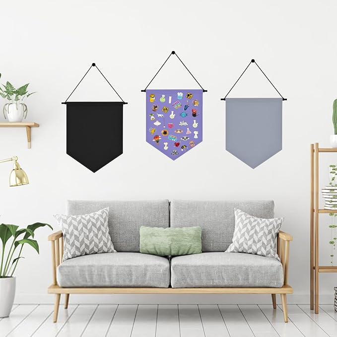 Wall Hanging Brooch Organizer Storage Board Colorful Enamel Pin Badge Canvas Display Banner Earrings Case Collection Holder 12.6x10in(Not Include Any Accessories) (Purple)