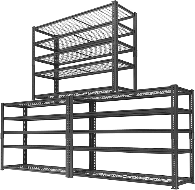 Storage Shelves Heavy Duty, 3 PCS 48" L x 18" W x 72" H Garage Wire Shelving Unit Loads 2800LBS, 5-tier Adjustable Metal Industrial Utility Shelf Rack for Kitchen, Laundry Room, Warehouse, Basement