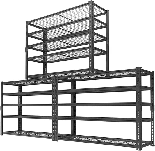 Storage Shelves Heavy Duty, 3 PCS 48" L x 18" W x 72" H Garage Wire Shelving Unit Loads 2800LBS, 5-tier Adjustable Metal Industrial Utility Shelf Rack for Kitchen, Laundry Room, Warehouse, Basement