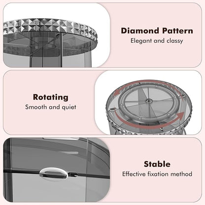 Rotating Makeup Organizer, 360° Spinning Skincare Organizers, Adjustable Layer Cosmetic Storage Lazy Susan Makeup Organizers for Dresser Bathroom, Medium, Gray