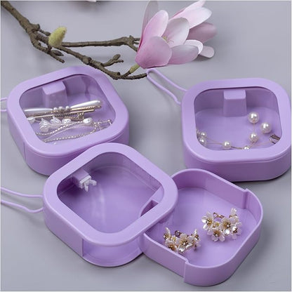 3 Pcs 3.74 * 3.74 * 1.18 in Purple Portable Hair Tie Organizer, Travel Hair Accessories Organizer Storage Boxes Portable Holder, Bathroom Cotton Swab Dispenser for Women/Mom