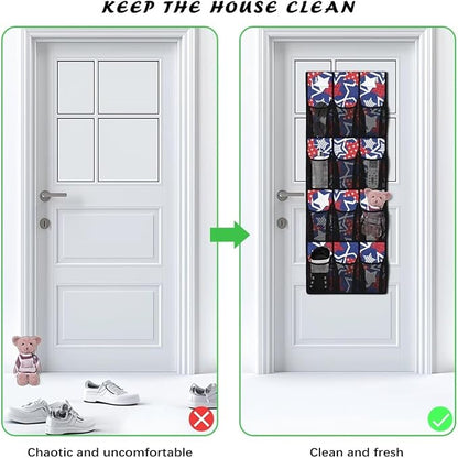 ZUXONGSY12 Pockets Behind Door Organizer American Star Over The Door Shoe Organizer Multi-Funtion Wall Hanging Storage for Living Room 4th of July Shoe Holder Hanger