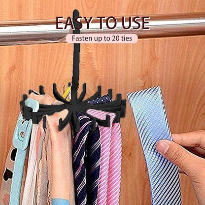 Circular Tie Hanger Updated Twirl Tie Rack Adjustable Twirl Tie Rack Tie Belt, Multipurpose Organizer for Closet Storage(Black)