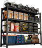 60" W Garage Shelving Heavy Duty, 5000lbs 4-Tier Metal Adjustable Garage Shelves, Storage Shelves for Warehouse, Pantry, Basement, 60" W X 20" D X 79" H (Black, 60x20x79)