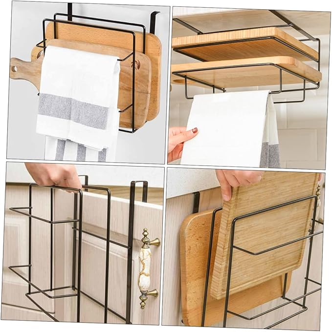 2Pcs Cabinet Door Organizer Iron Towel Rack Storage Double Layer for Kitchen and Bathroom Easy Installation No Drilling Required