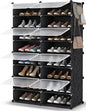 Patented Shoe Racks Organizers Shelves, Floor-Standing, Wall Hanging, Sturdy and extendable. Easy DIY Assembly, for Door Entrance, Closet, and Workplace (2x8Grid, Translucent & Black)