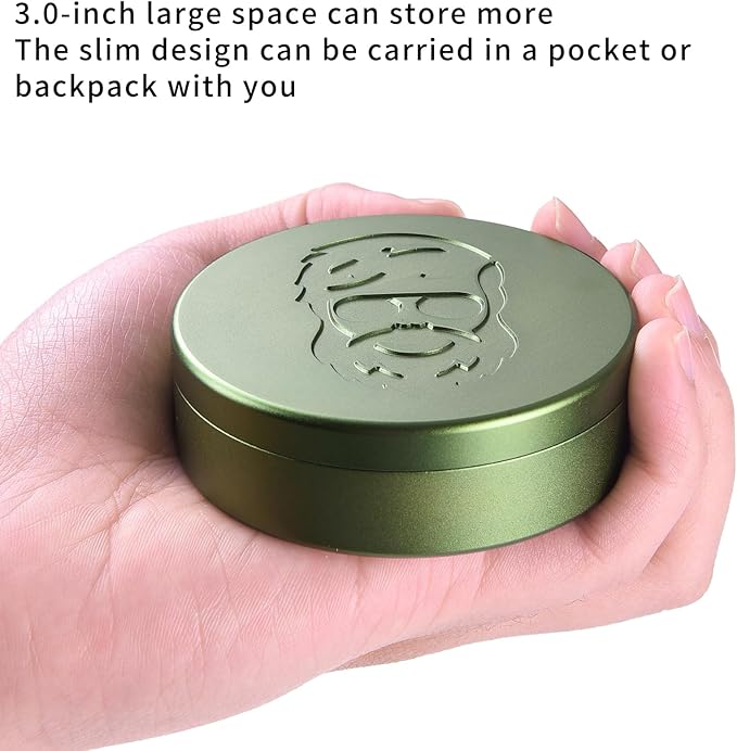 3.0inchBEIJIATE Magnetic Metal Can, Holder, Metal Container, Carved Tin with Magnetic Closure, Aluminum Container, Slim Pouch Can, zyn metal can,zyn container Storage Box Set (Military Green)