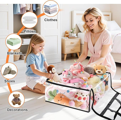 SpaceTrove Clear Clothes Storage Bags, 8 Pack Closet Organizers and Under Bed Storage Containers, Foldable Moving Bags with Zippers for Comforter, Blanket, Bedding, Duvet, PVC Packing Bags 90L